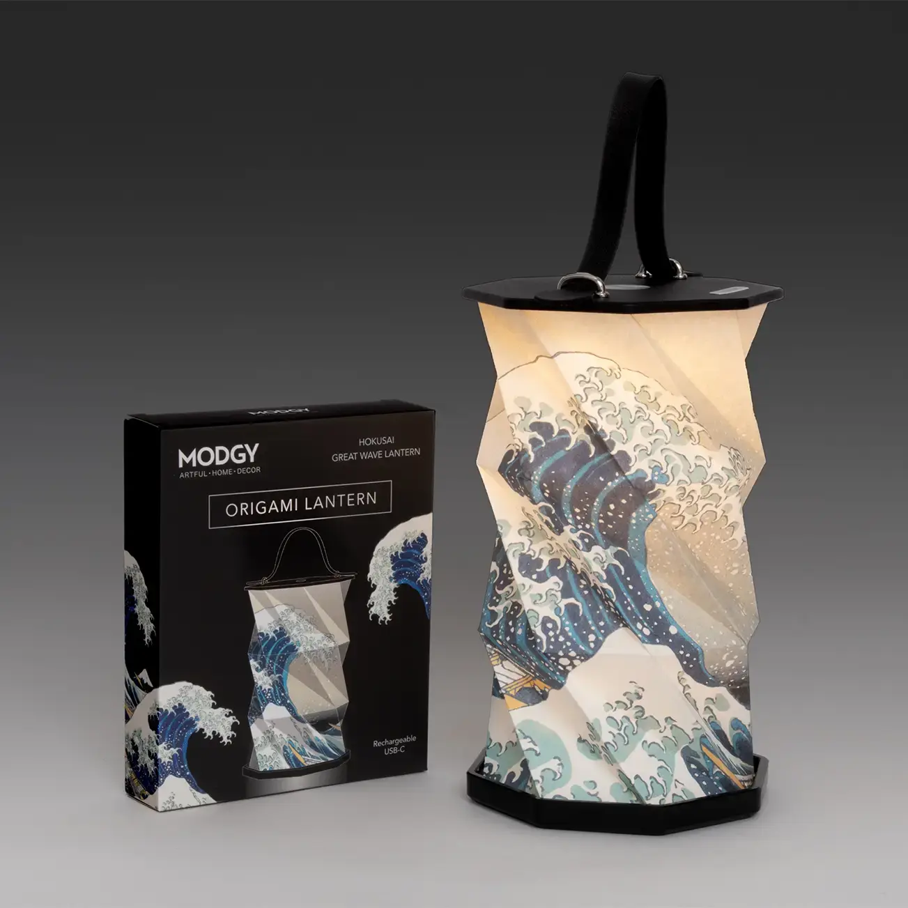 Origami Lantern - Hokusai the Great Wave