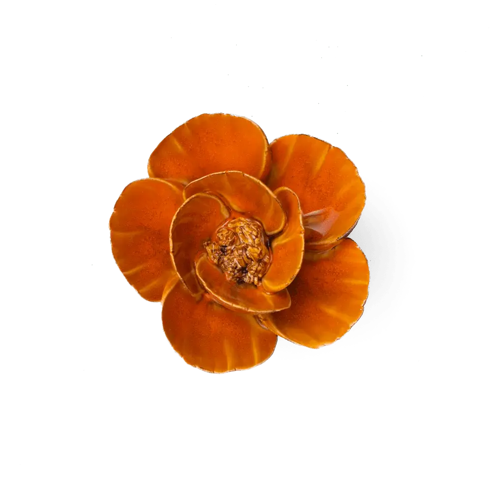 Burnt Orange Poppy Ceramic Flower