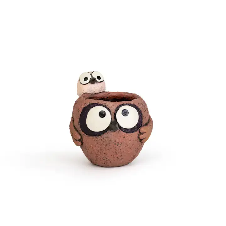 Pip & Squeak the Piggyback Owls Planter