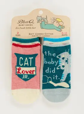 Cat Lover Jr./ The Baby Did It. Baby Socks