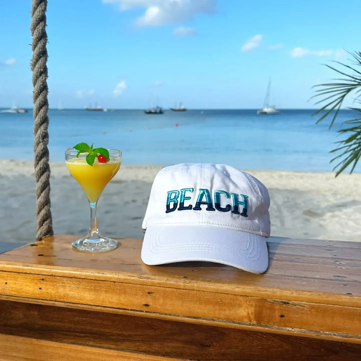Baseball Cap- Beach - White