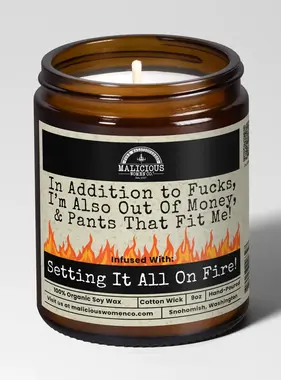 In Addition To F*Cks, I'm Also Out of Money & Pants That Fit Me Soy Candle 9oz