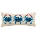 Blue Crabs Hook Pillow 20" x 8"