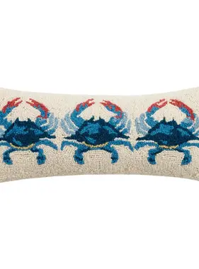 Blue Crabs Hook Pillow 20" x 8"