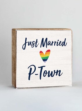 Square Block - Ptown Just Married (Rainbow Heart)