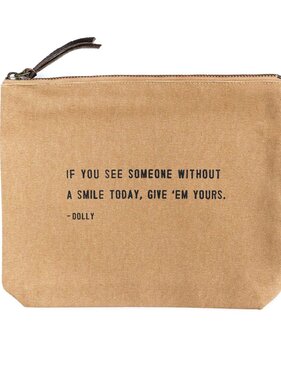 If You See Someone Canvas Bag - Beige Canvas with Leather Zipper Tassle 9" x 7"