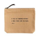 If You See Someone Canvas Bag - Beige Canvas with Leather Zipper Tassle 9" x 7"
