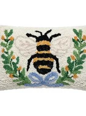 Bee in A Wreath Hook Pillow 12" x 8"