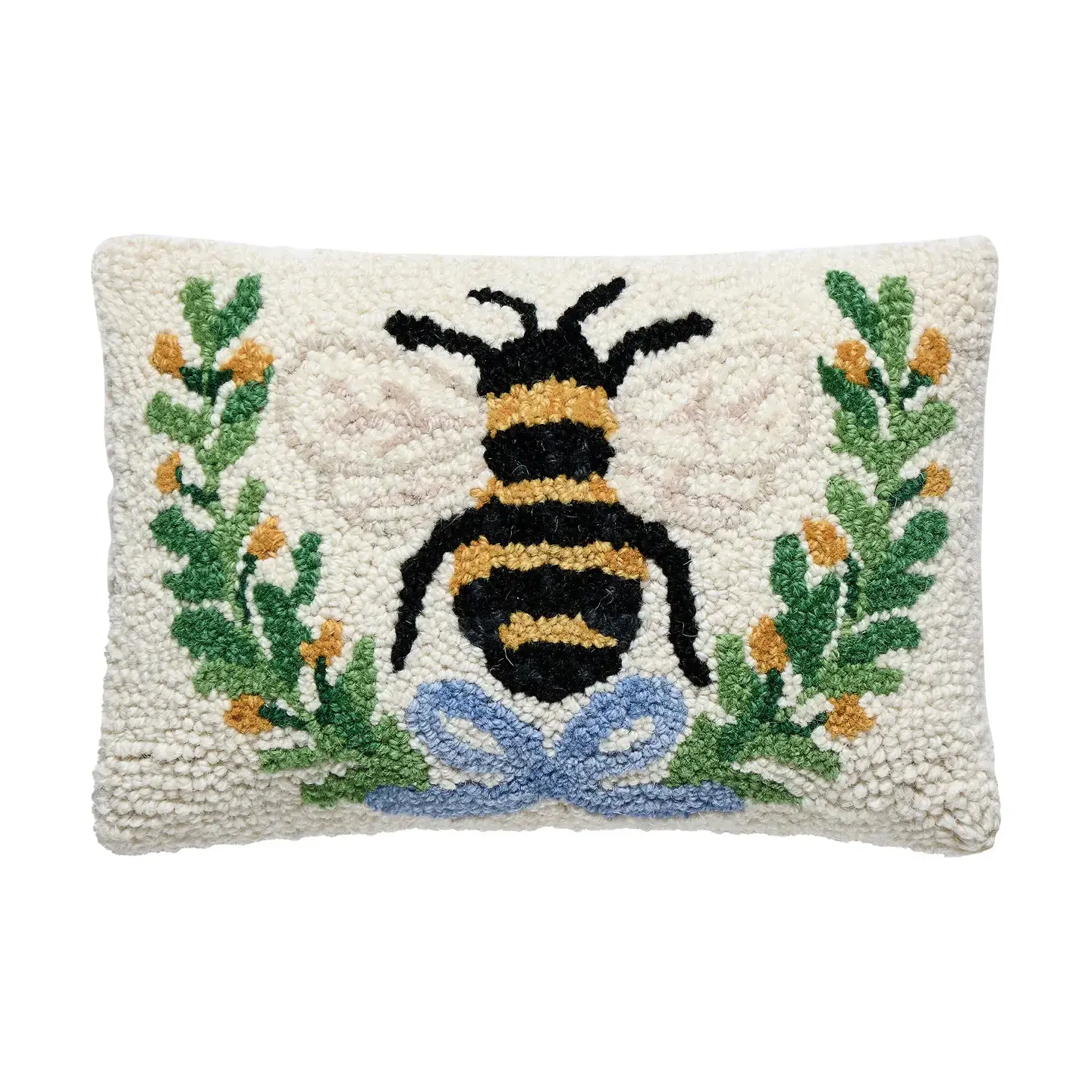 Bee in A Wreath Hook Pillow 12" x 8"