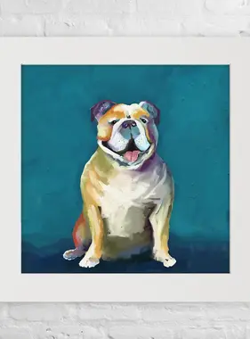 Bulldog On Blue - Happy Square