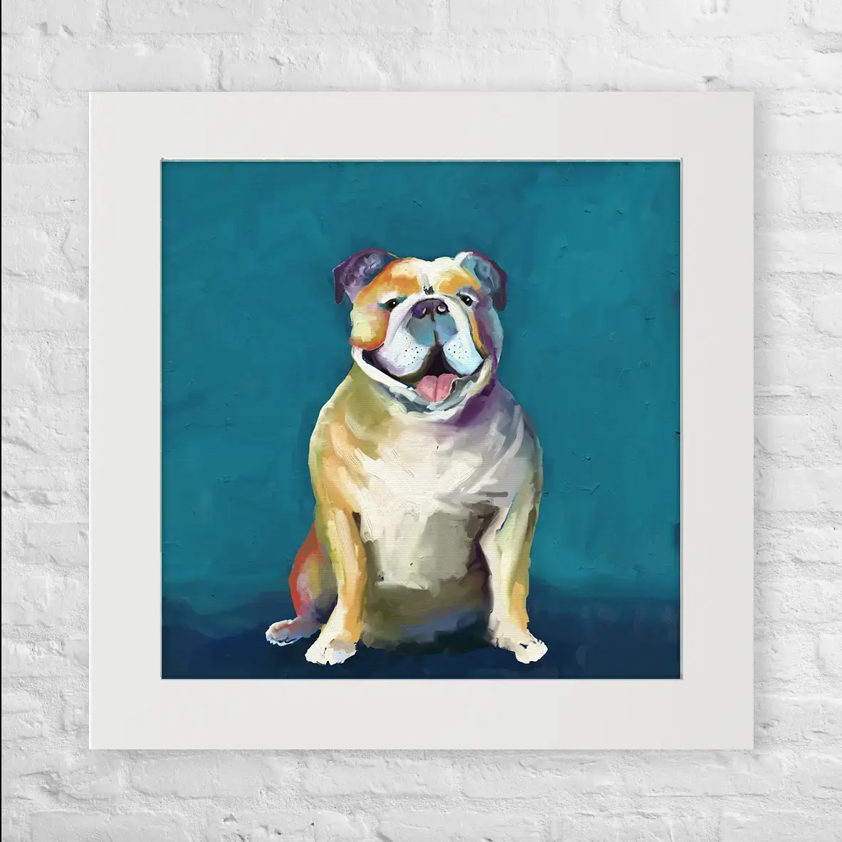 Bulldog On Blue - Happy Square
