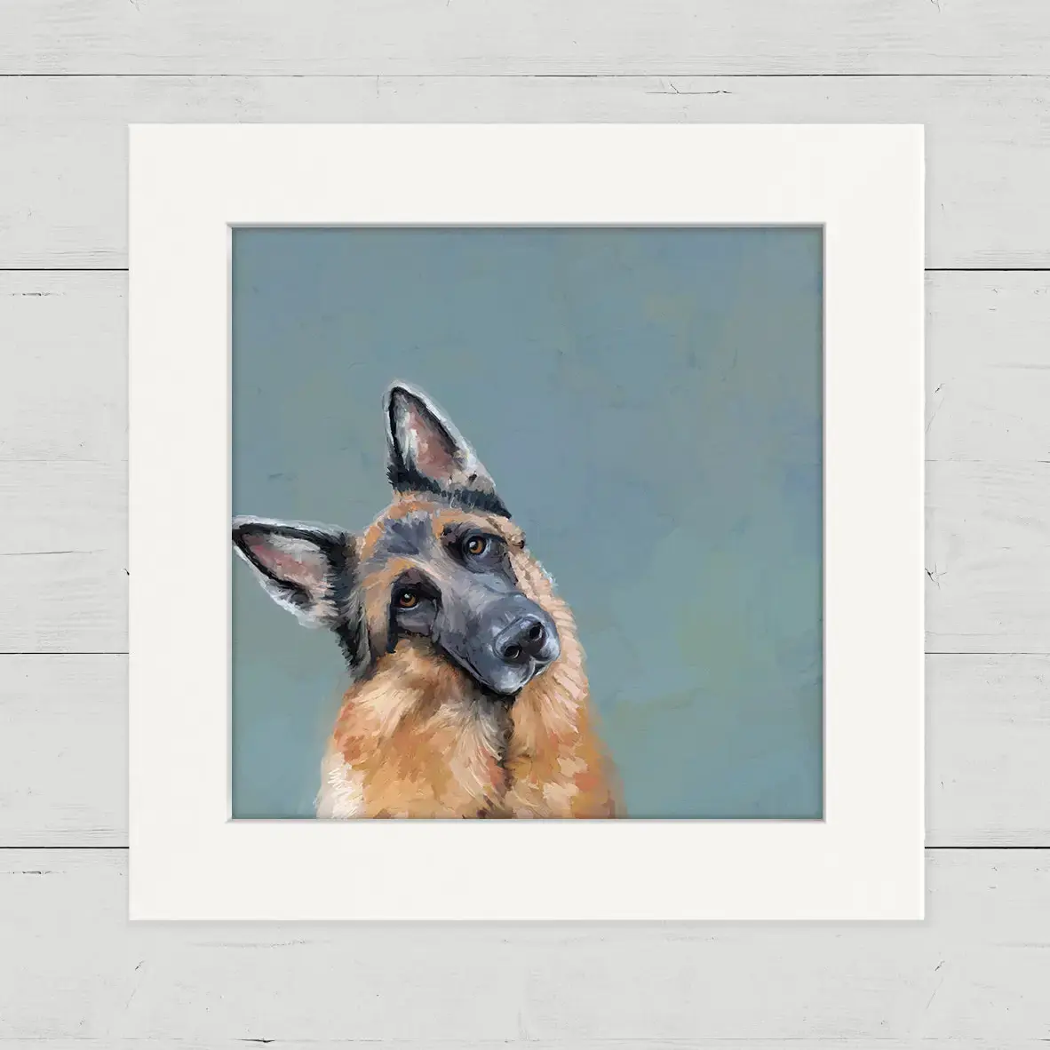 German Shepherd Head Tilt - Happy Square