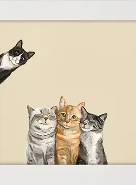 Cats Three Plus One Happy - Happy Square