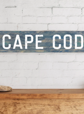 Barn Board Sign - Cape Cod  Distressed Blue 6" x 24"