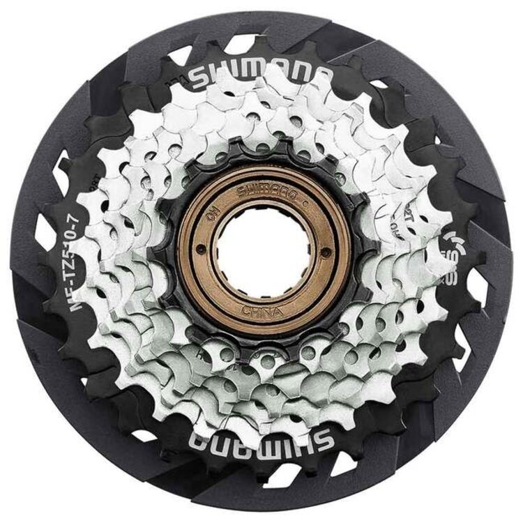 Shimano MULTIPLE FREEWHEEL SPROCKET, MF-TZ510 14-28T, 7-SPEED, 14-16-18-20-22-24-28T, W/SPOKE PROTECTOR ONE