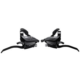 Shimano SHIFT/BRAKE LEVER SET, ST-EF500-4A, 2X8SPEED, EZ-FIRE PLUS, 4F-ALLOY, FOR V-BRAKE, STD SL (SP41) & BL CBL (BLACK), BLACK ONE