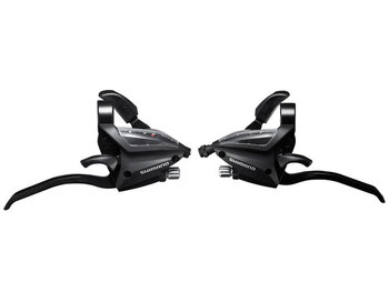 Shimano SHIFT/BRAKE LEVER SET, ST-EF500-4A, 2X8SPEED, EZ-FIRE PLUS, 4F-ALLOY, FOR V-BRAKE, STD SL (SP41) & BL CBL (BLACK), BLACK ONE