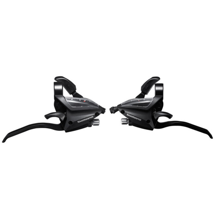 Shimano SHIFT/BRAKE LEVER SET, ST-EF500-4A, 2X8SPEED, EZ-FIRE PLUS, 4F-ALLOY, FOR V-BRAKE, STD SL (SP41) & BL CBL (BLACK), BLACK ONE
