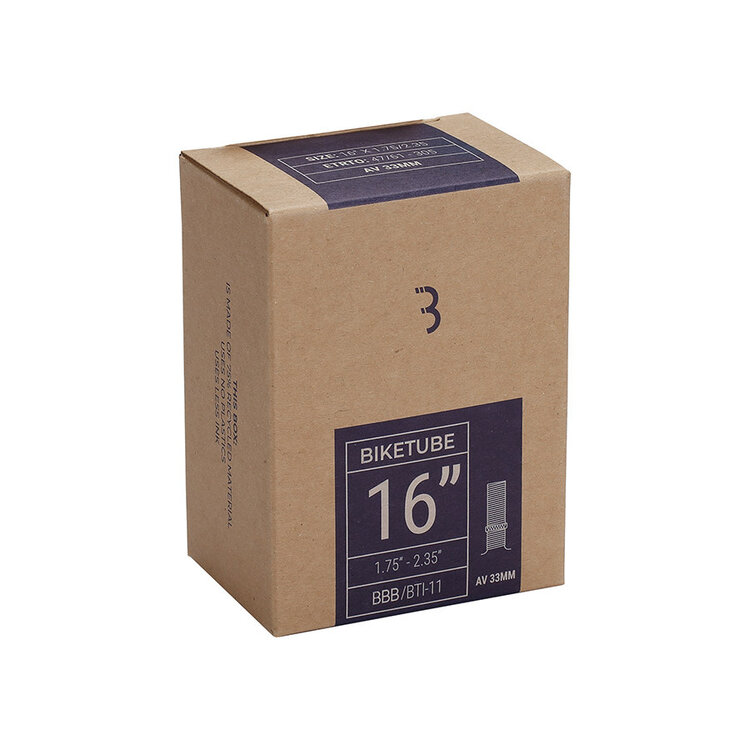 BBB Cycling BBB Cycling, Schrader, Tube, 1.0mm, Schrader, Non-Removable, Length: 33mm, 16'', 1.75-2.125, 149g