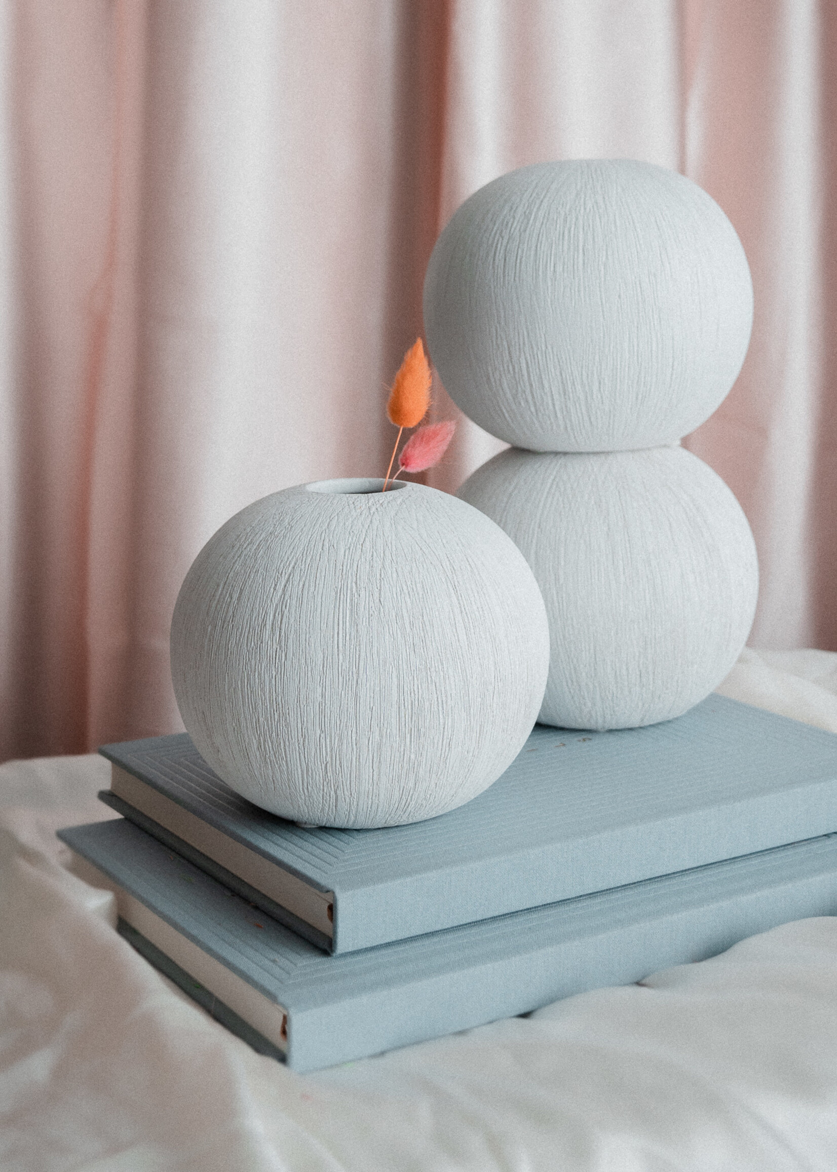 White Ceramic Urchin Ball Vase