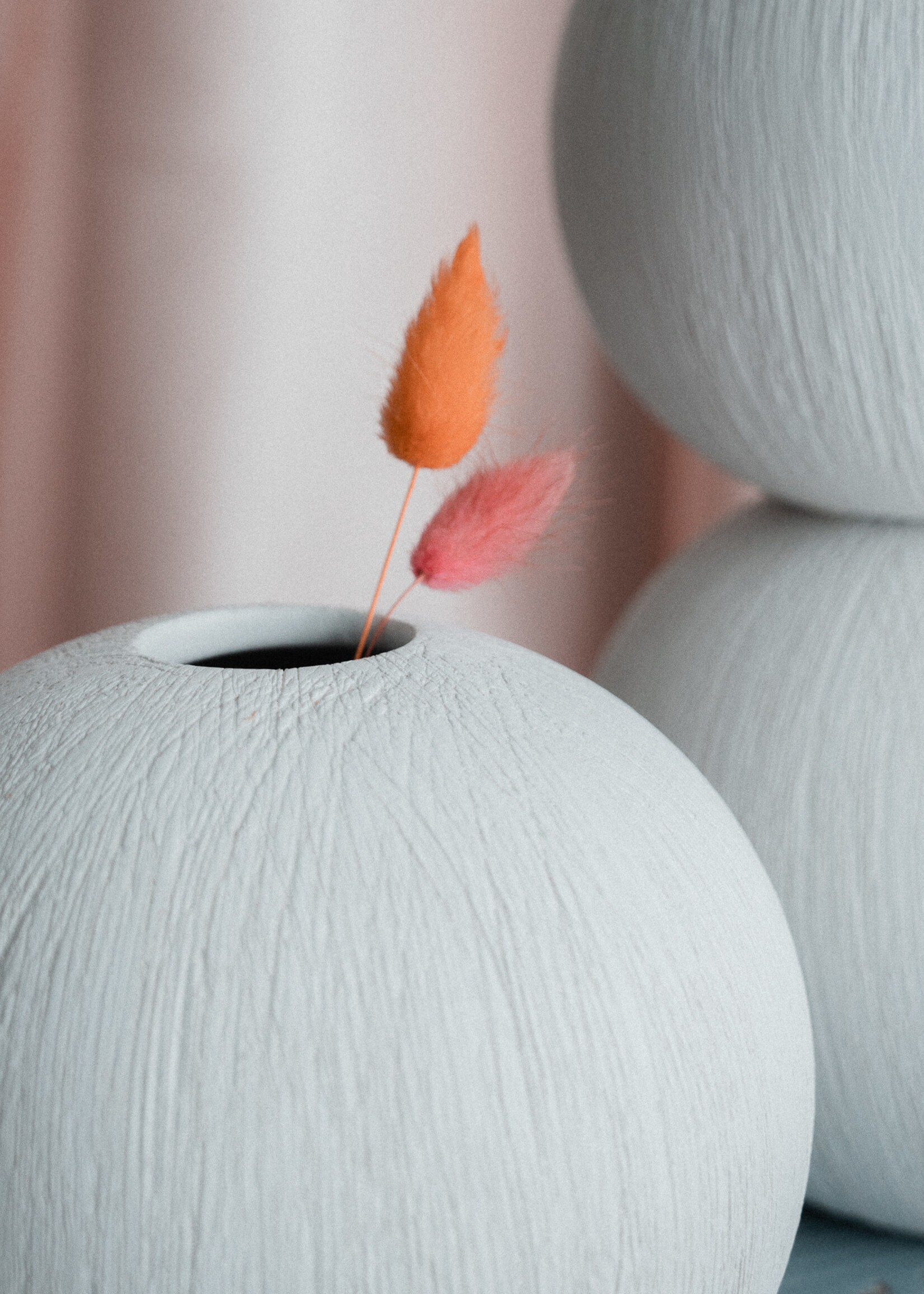 White Ceramic Urchin Ball Vase