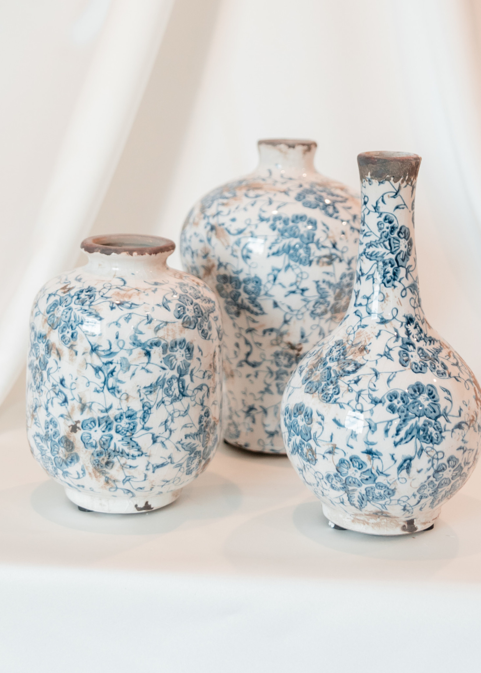 Blue Willow  Vases, Set of 3