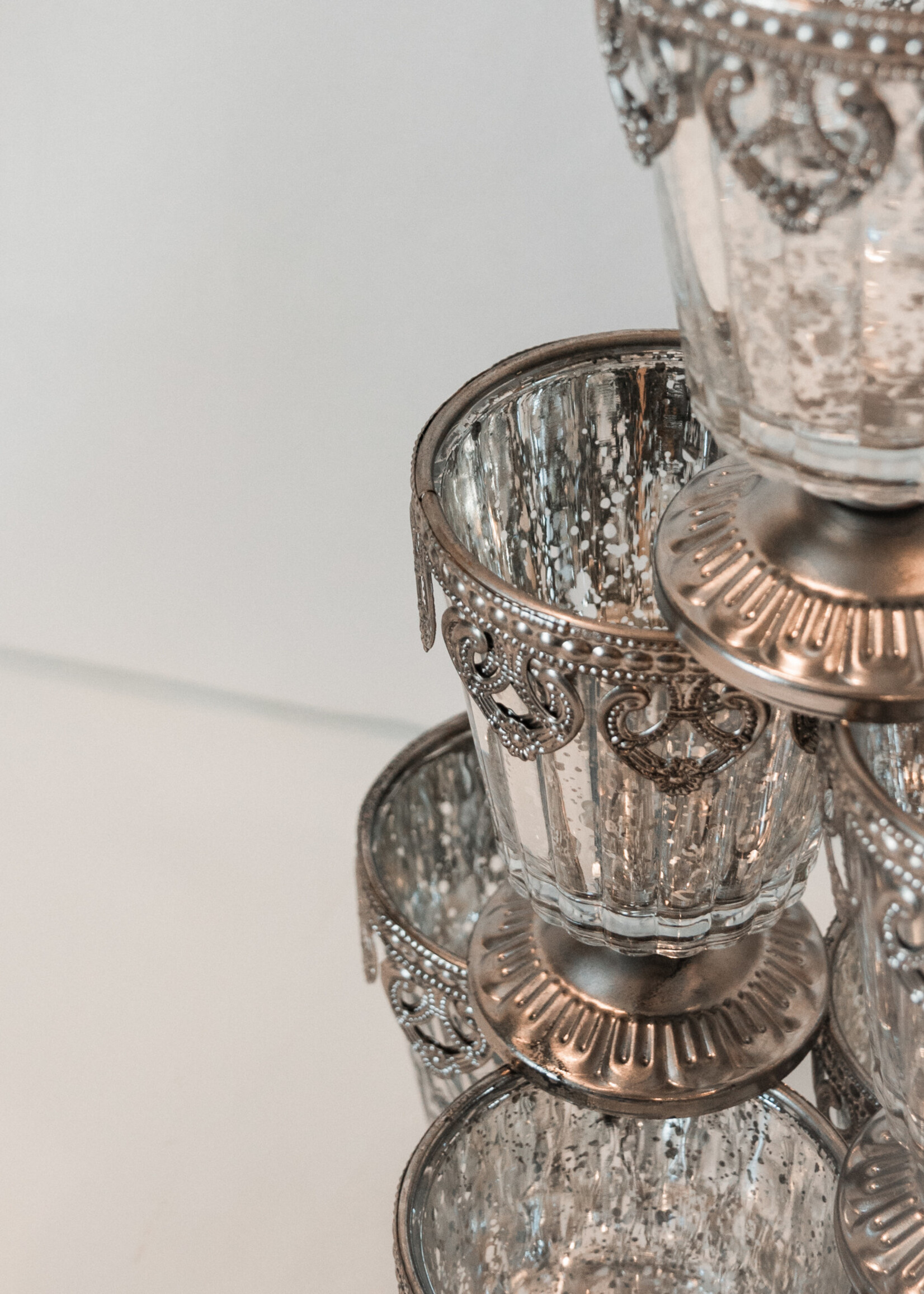 Mercury Glass Footed Candle Holder