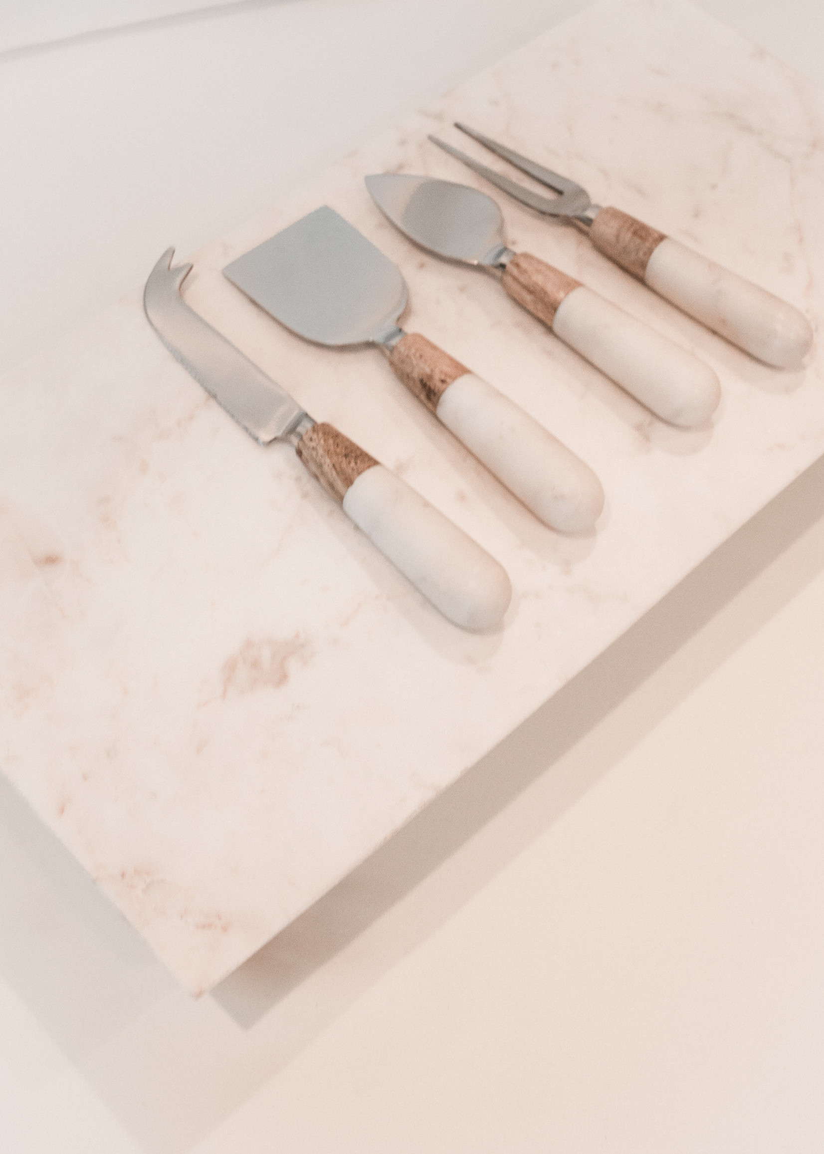 Marble and Wood Cheese Tool Set