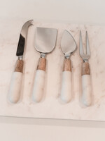 Marble and Wood Cheese Tool Set