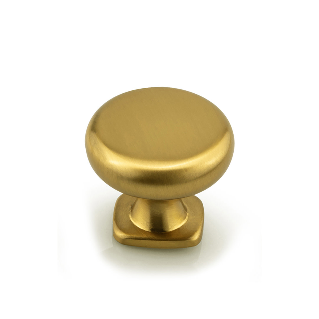 Claremont Knob Brushed Brass - 1 3/8 in - Handles & More