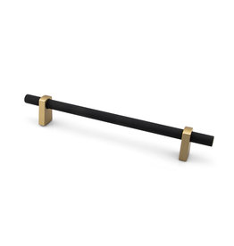 Marathon Hardware Luca Knurled Pull Matte Black and Natural Brass - 6 5/16 in