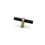 Marathon Hardware Luca Knurled T-Knob Matte Black and Natural Brass - 2 1/2 in