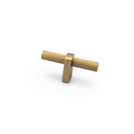 Marathon Hardware Luca Knurled T-Knob Natural Brass - 2 1/2 in