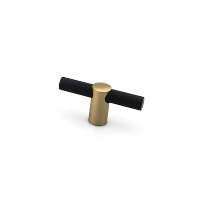 Citterio Giulio Renate Knurled T-Knob Matte Black and Natural Brass - 2 1/2 in