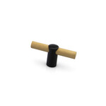 Citterio Giulio Renate Knurled T-Knob Natural Brass and Matte Black - 2 1/2 in
