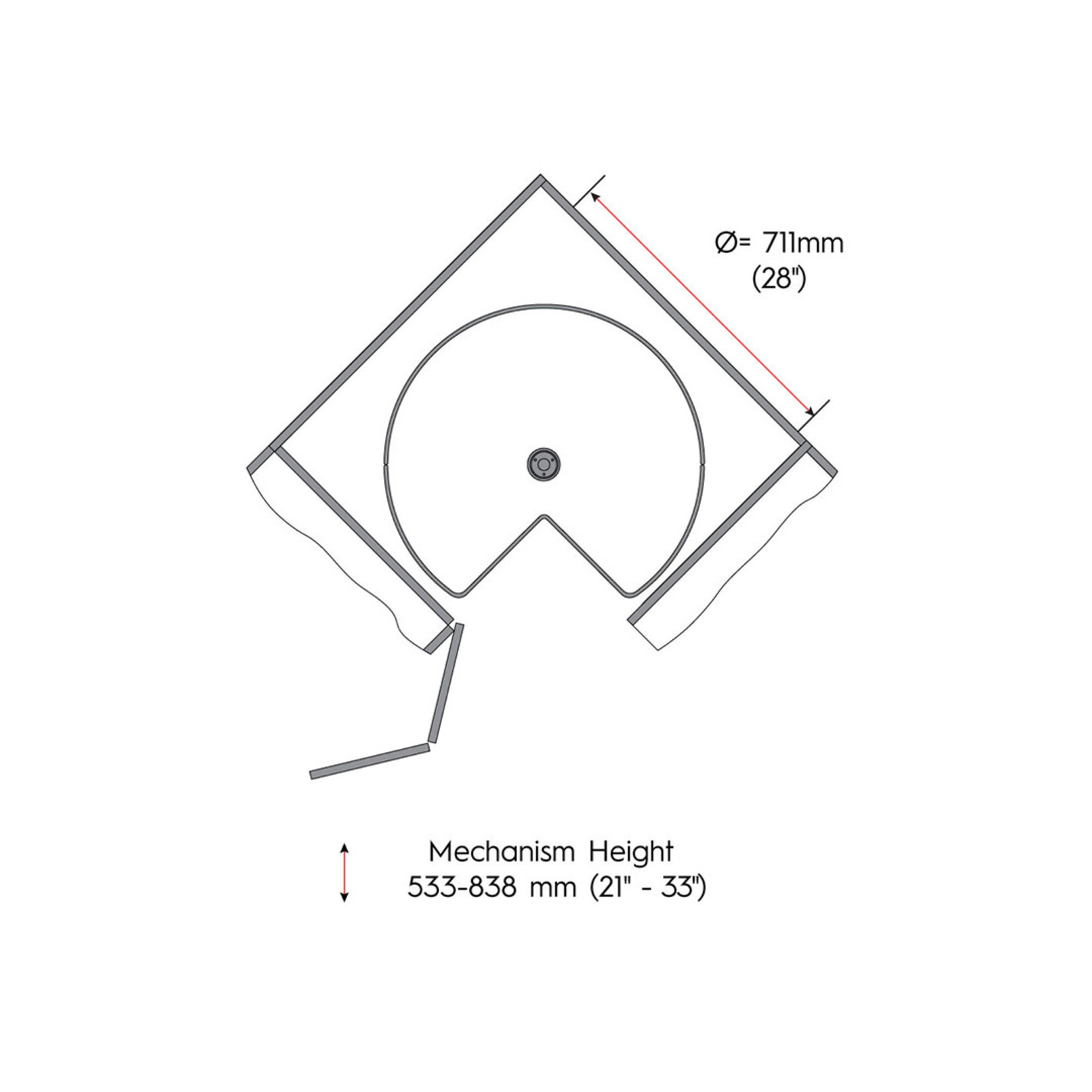 Marathon Hardware Kidney Shaped Plastic Lazy Susan