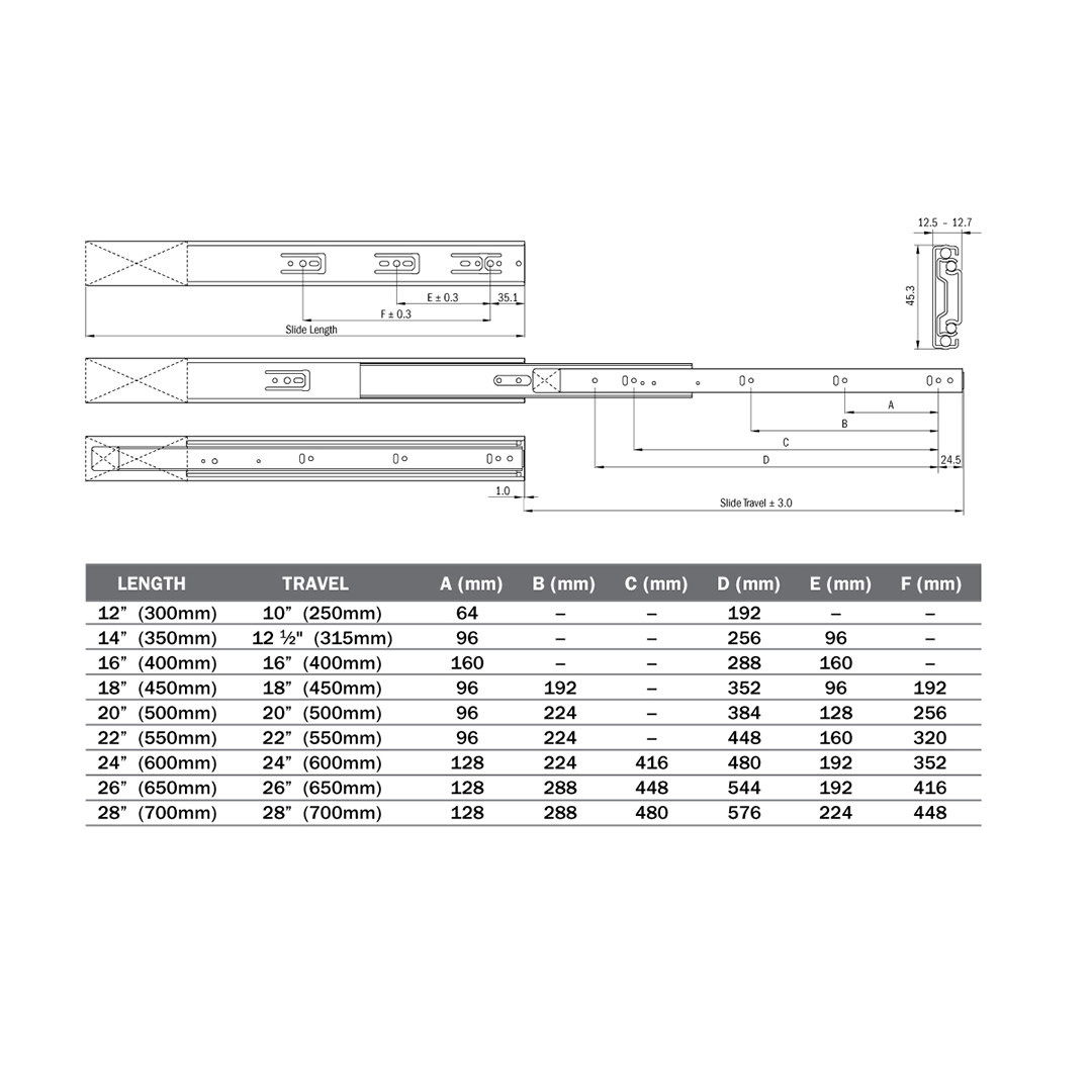 Repon Ball Bearing Soft-Close Side Mounted Slide