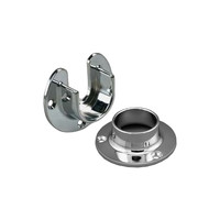 Heavy Duty Round Closet Rod Holder Kit - Chrome