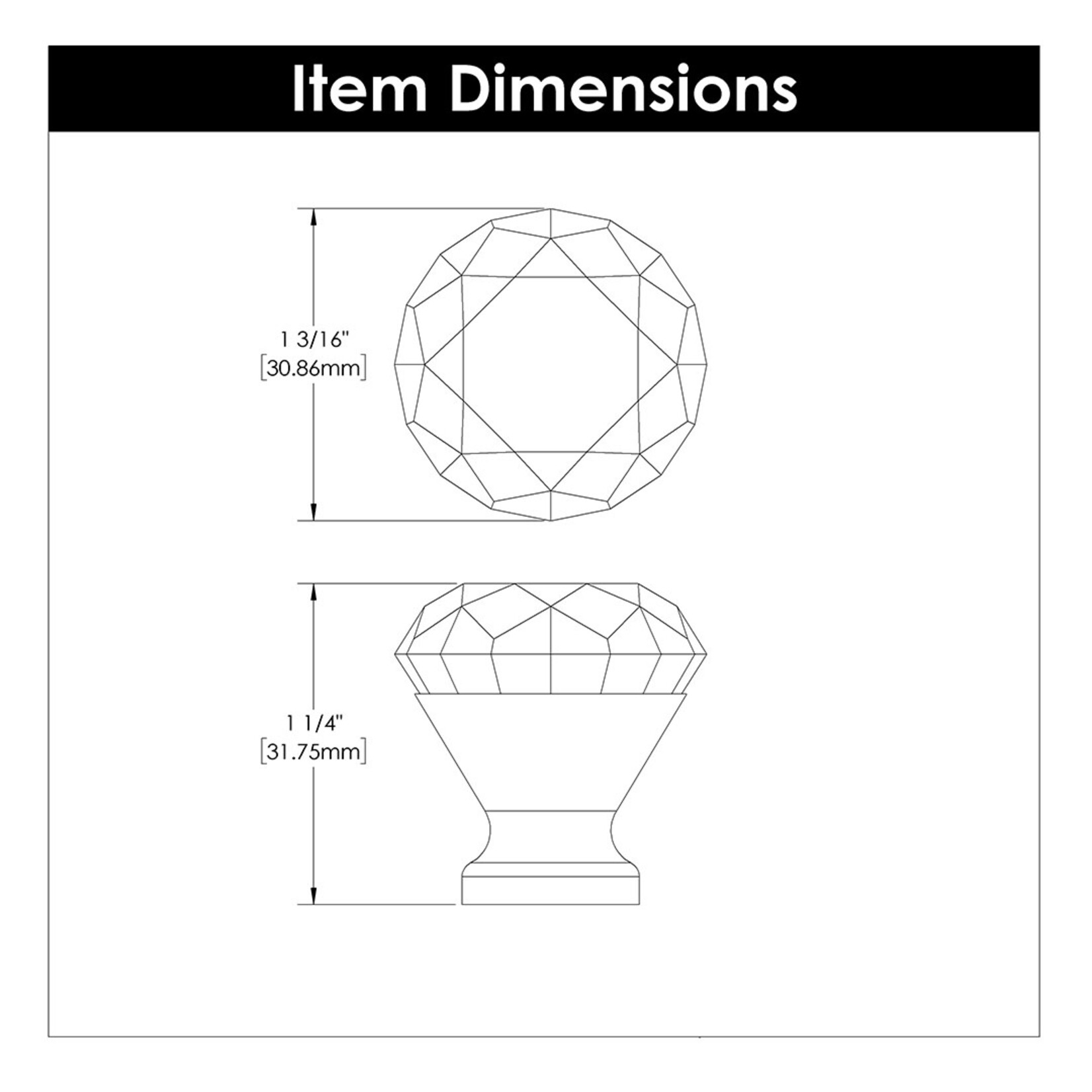 Hickory Hardware Crystal Palace Diamond Knob