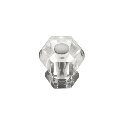 Hickory Hardware Crystal Palace Hexagonal Knob Crysacrylic with Polished Nickel - 1 3/16 in