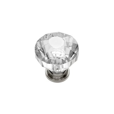 Hickory Hardware Crystal Palace Diamond Knob Crysacrylic with Polished Nickel - 1 1/4 in