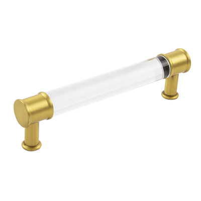 Hickory Hardware Midway Pull Crysacrylic with Brushed Golden Brass - 5 1/16 in