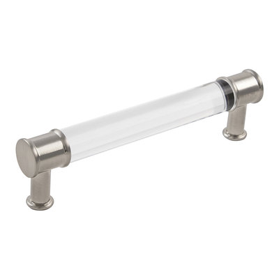 Hickory Hardware Midway Pull Crysacrylic with Satin Nickel - 5 1/16 in