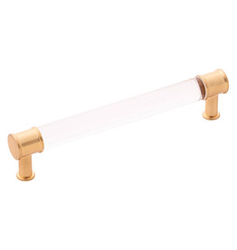 Hickory Hardware Midway Pull Crysacrylic with Brushed Golden Brass - 6 5/16 in