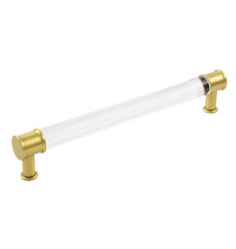 Hickory Hardware Midway Pull Crysacrylic with Brushed Golden Brass - 7 9/16 in