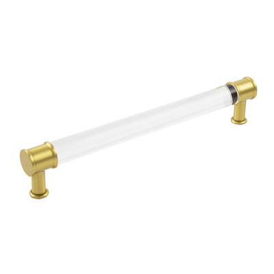 Hickory Hardware Midway Pull Crysacrylic with Brushed Golden Brass - 7 9/16 in