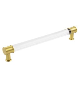 Hickory Hardware Midway Pull Crysacrylic with Brushed Golden Brass - 8 13/16 in