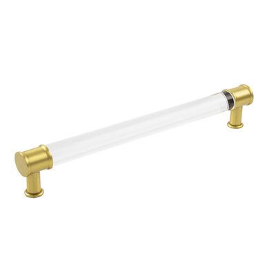 Hickory Hardware Midway Pull Crysacrylic with Brushed Golden Brass - 8 13/16 in
