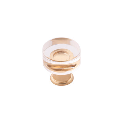 Hickory Hardware Midway Knob Crysacrylic with Brushed Golden Brass - 1 in