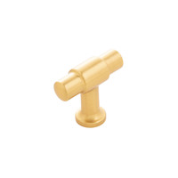 Piper T-Knob Brushed Golden Brass - 1 5/8 in